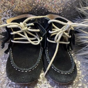 Monkey Feet Black Harley Fringe Boots (4-5Y)